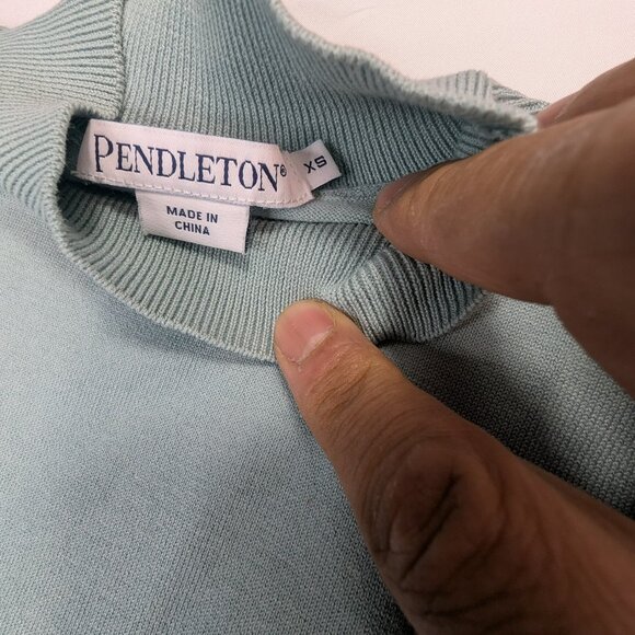 RARE Pendleton Twin Set Mock Neck Sleeveless Shell & Cardigan Sweater Teal Xs - Picture 13 of 16